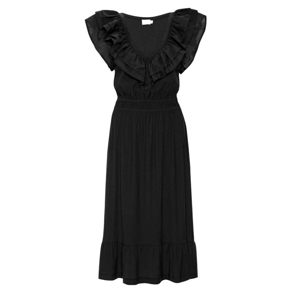 Nation LTD Los Angeles Aria Ruffle V-Neck Black Dress Cotton Size Medium NWT
